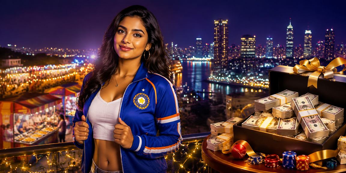 Night market in Mumbai with cricket betting and neon signs